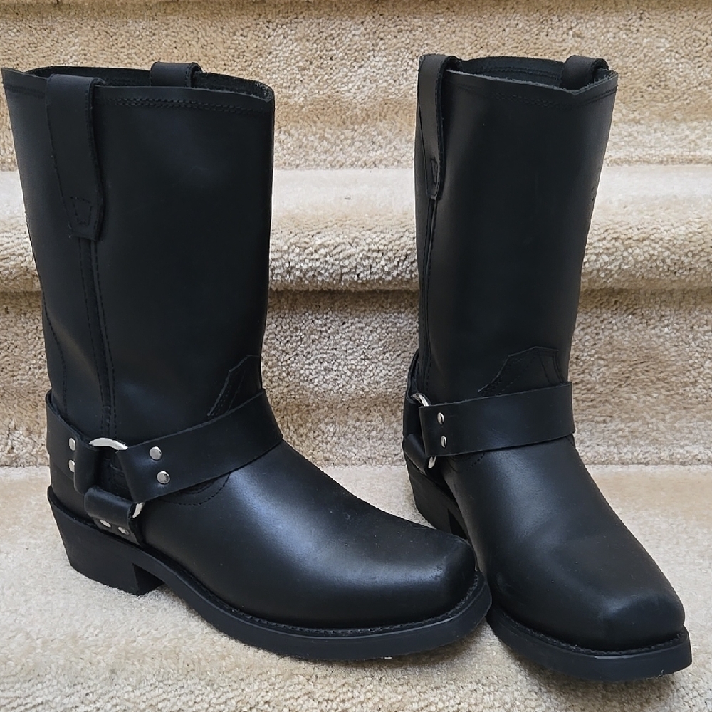 dingo Black Leather Engineer Boots